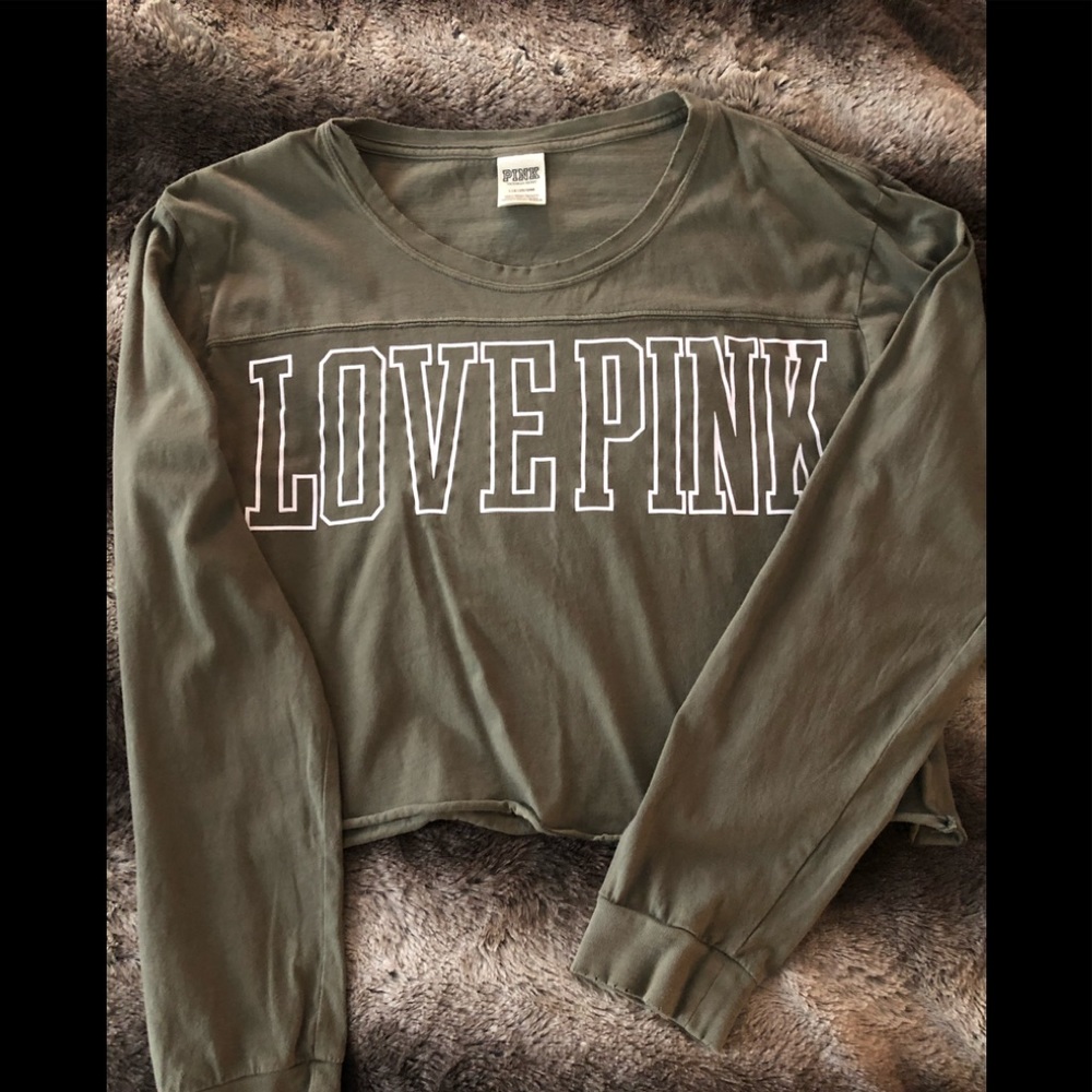 PINK Crop Top, Long Sleeve